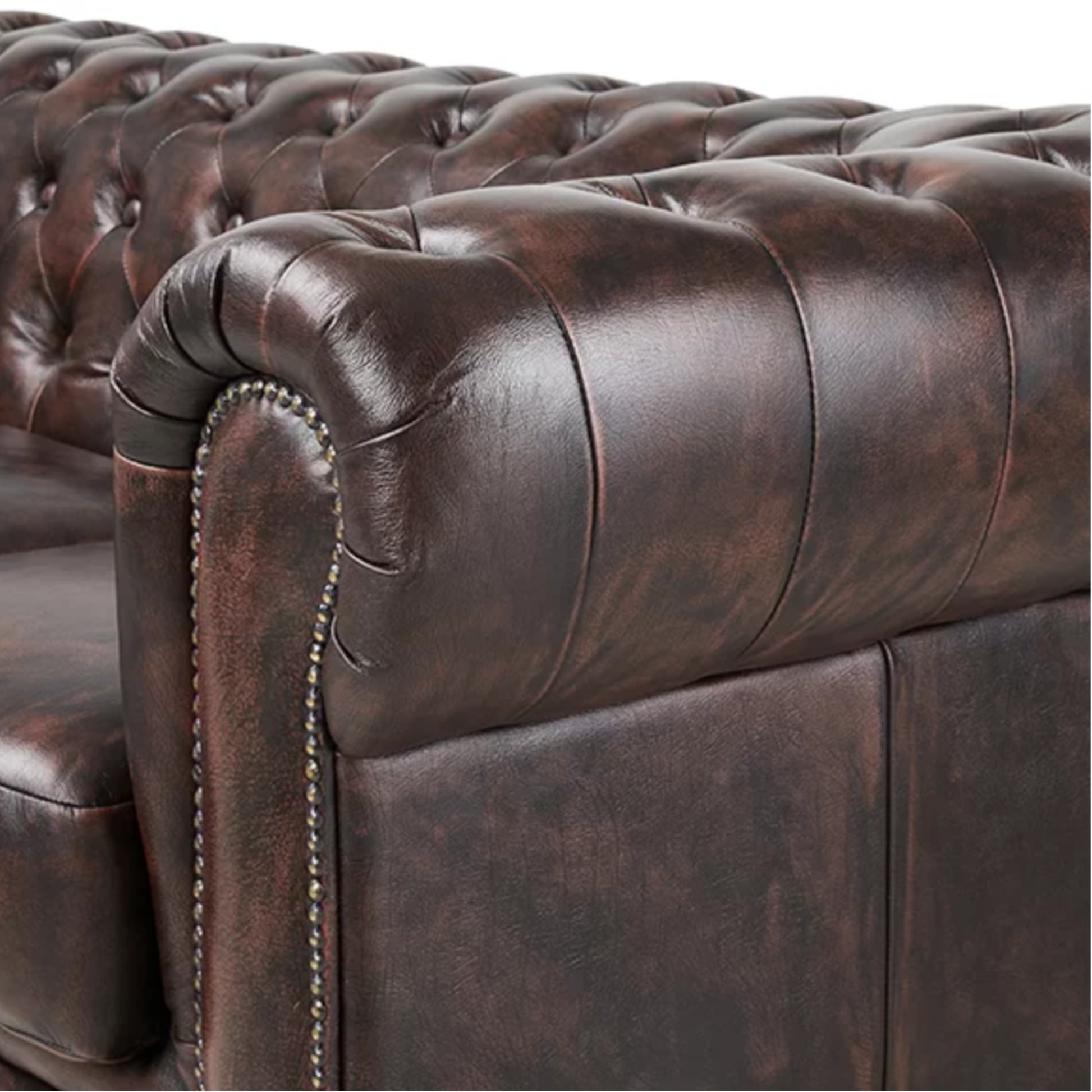 Max Chesterfield 1+2+3 Seater Sofa Set Lounge Genuine Leather Antique Brown - Cosy Abode