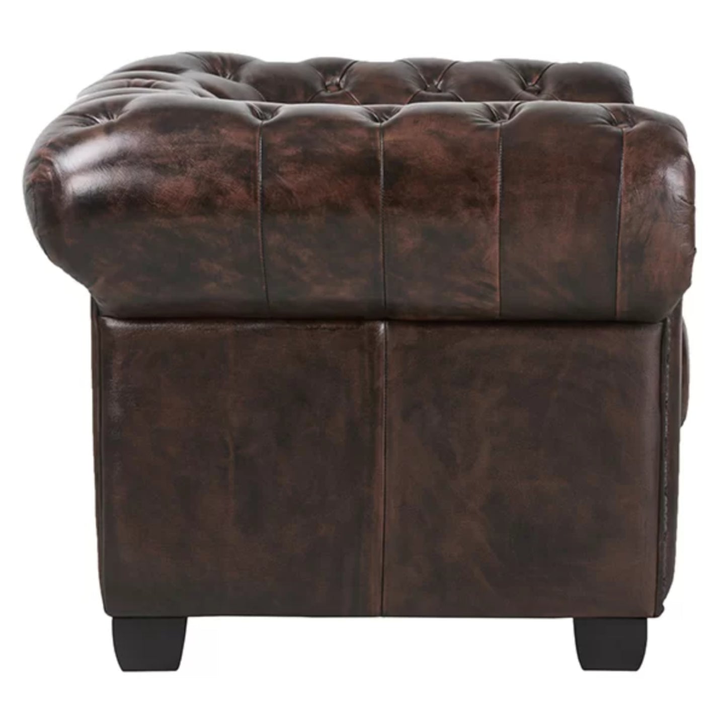 Max Chesterfield Armchair Single Seater Sofa Genuine Leather Antique Brown - Cosy Abode