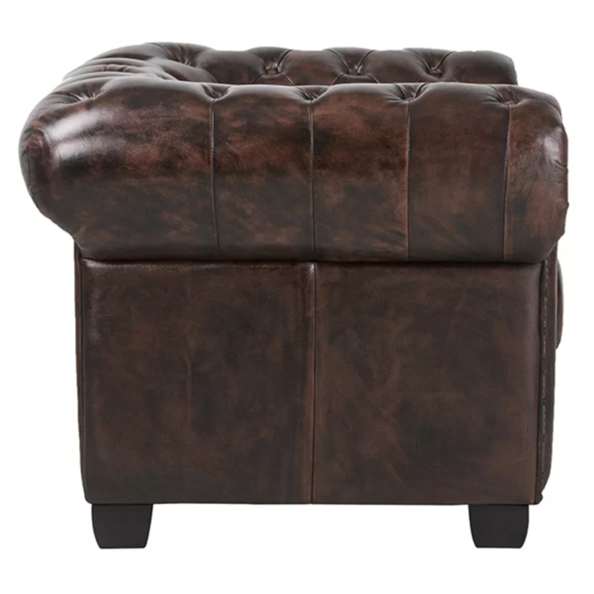 Max Chesterfield Armchair Single Seater Sofa Genuine Leather Antique Brown - Cosy Abode