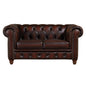 Max Chesterfield 2 Seater Sofa Lounge Genuine Leather Antique Brown - Cosy Abode
