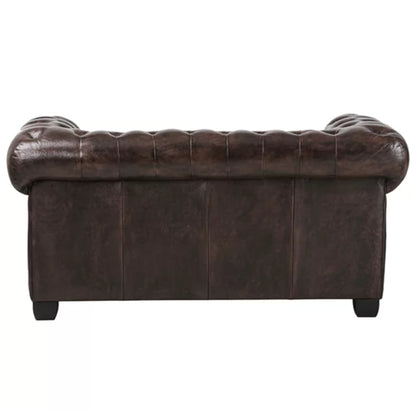 Max Chesterfield 2 Seater Sofa Lounge Genuine Leather Antique Brown - Cosy Abode