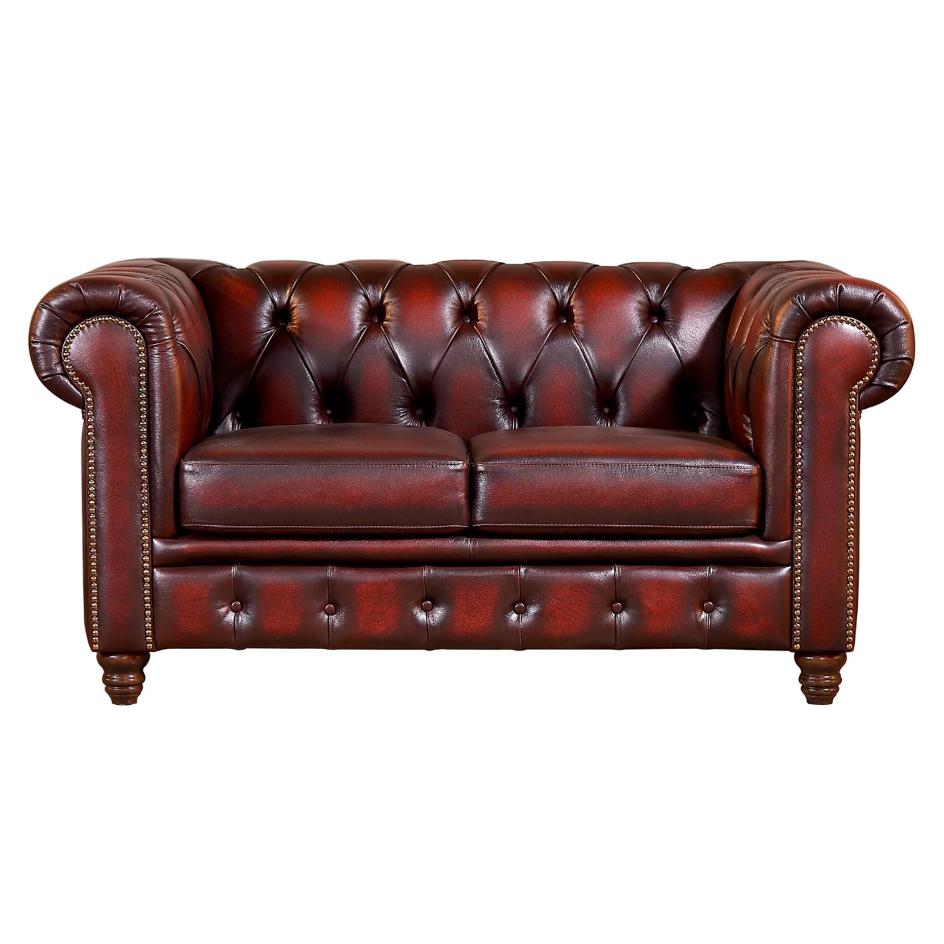 Max Chesterfield 1+2+3 Seater Sofa Set Lounge Genuine Leather Antique Red - Cosy Abode