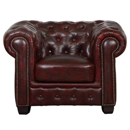 Max Chesterfield 1+2+3 Seater Sofa Set Lounge Genuine Leather Antique Red - Cosy Abode