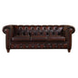 Max Chesterfield 3 Seater Sofa Lounge Genuine Leather Antique Brown - Cosy Abode
