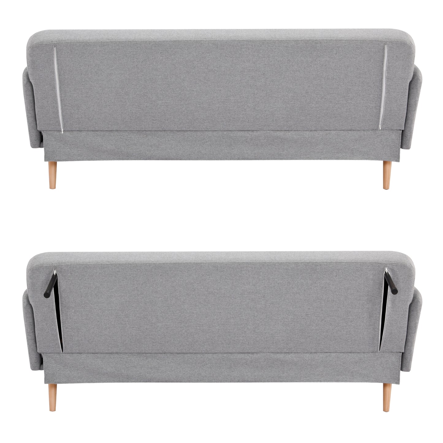 Merlin 3 Seater Sofa Futon Bed Fabric Lounge Couch - Grey - Cosy Abode