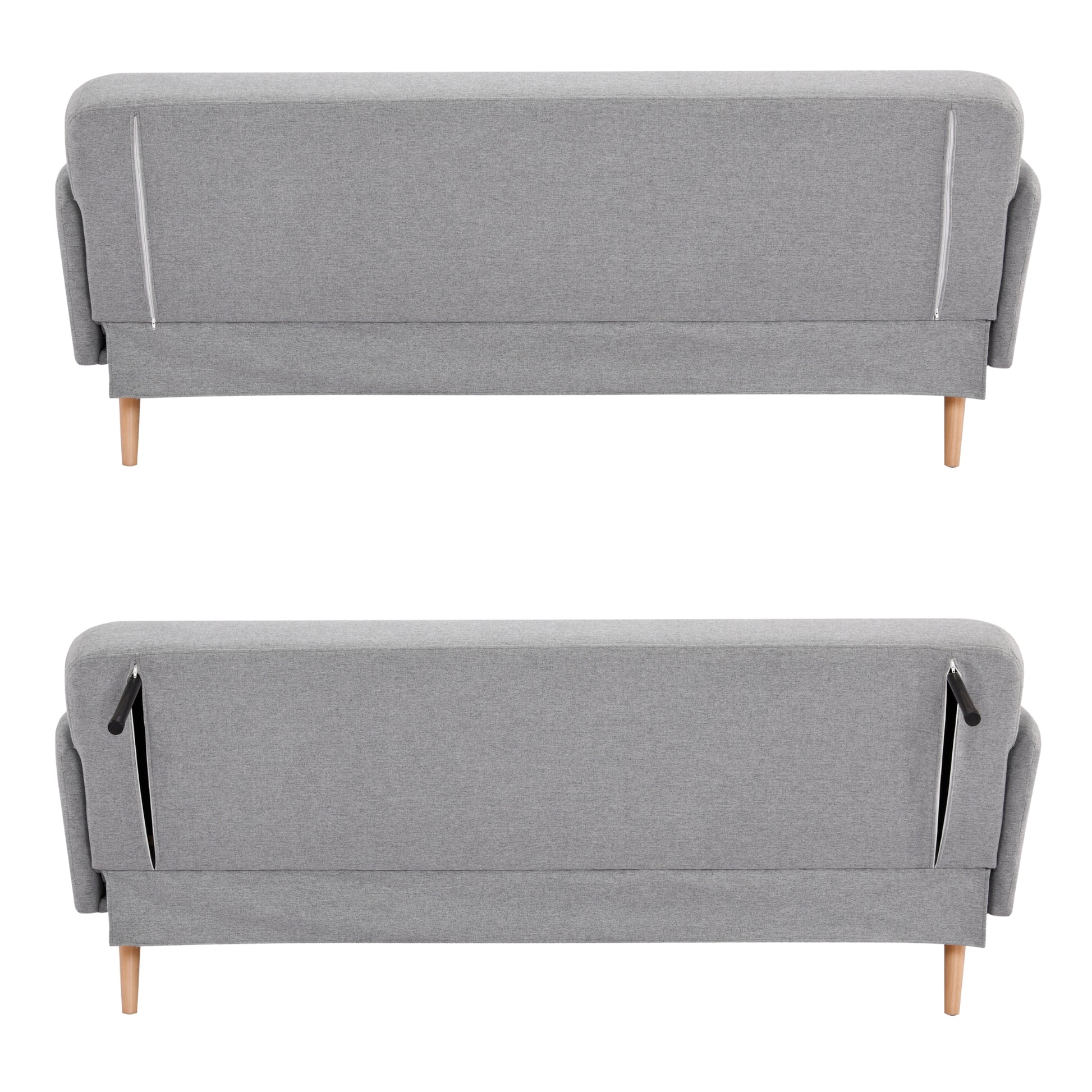 Merlin 3 Seater Sofa Futon Bed Fabric Lounge Couch - Grey - Cosy Abode