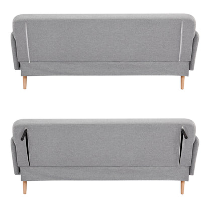 Merlin 3 Seater Sofa Futon Bed Fabric Lounge Couch - Grey - Cosy Abode