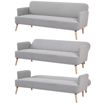 Merlin 3 Seater Sofa Futon Bed Fabric Lounge Couch - Grey - Cosy Abode