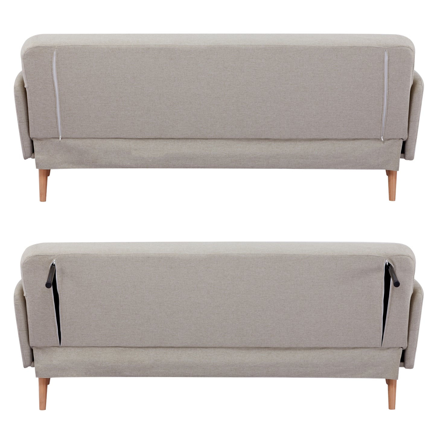 Merlin 3 Seater Sofa Futon Bed Fabric Lounge Couch - Beige - Cosy Abode