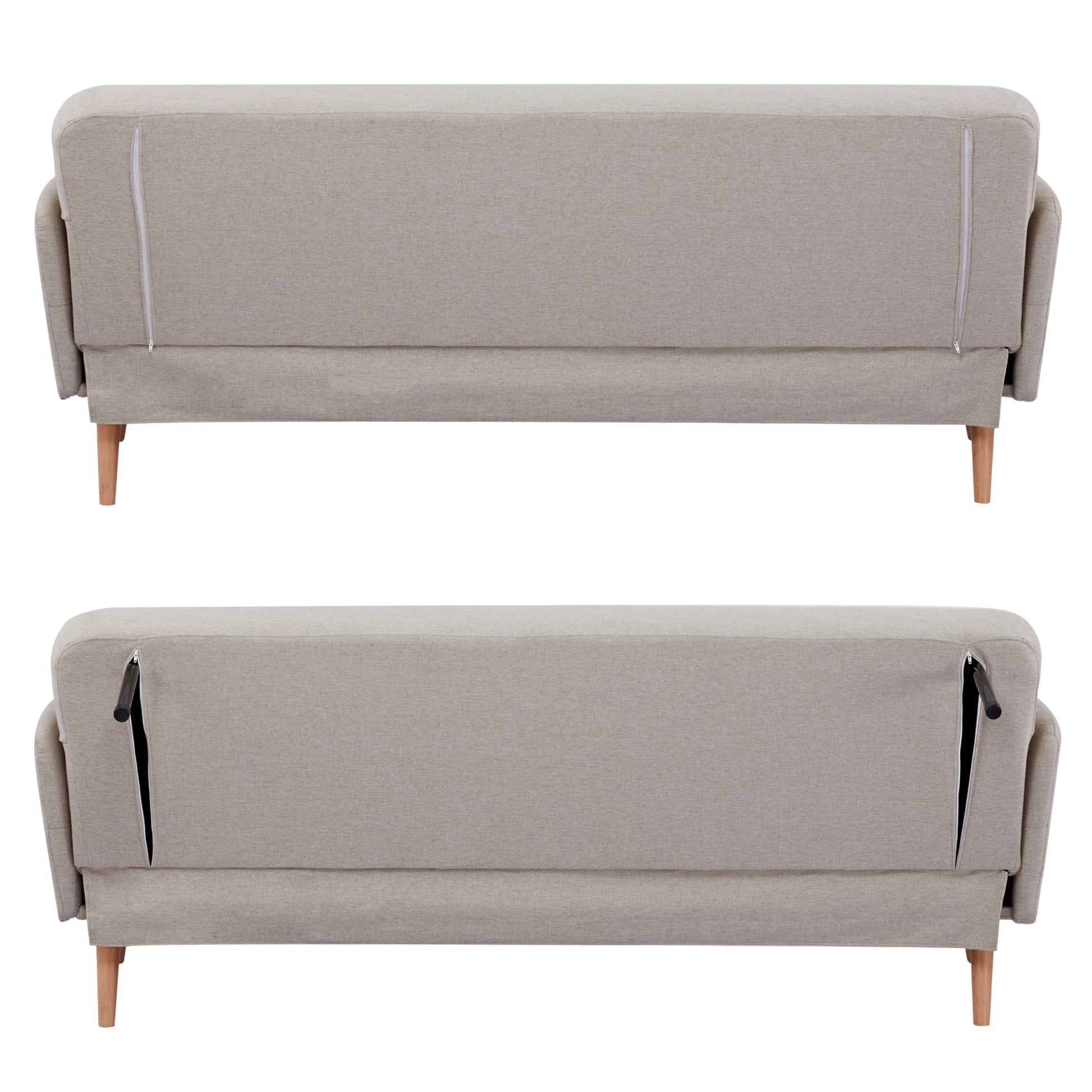 Merlin 3 Seater Sofa Futon Bed Fabric Lounge Couch - Beige - Cosy Abode
