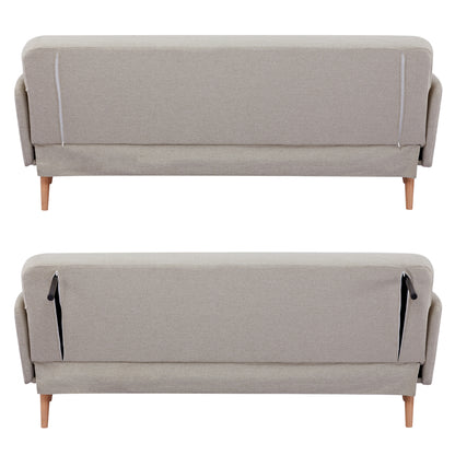 Merlin 3 Seater Sofa Futon Bed Fabric Lounge Couch - Beige - Cosy Abode