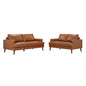 Matilda 2 + 3 Seater Sofa Leather Upholstered Lounge Set - Tan - Cosy Abode