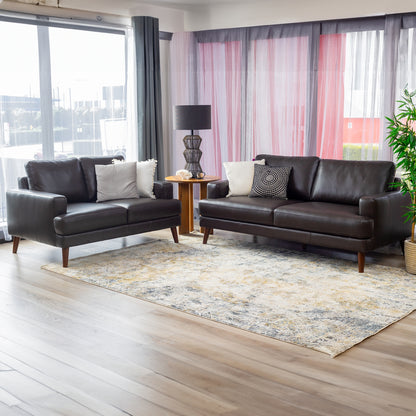 Matilda 2 + 3 Seater Sofa Leather Upholstered Lounge Set - Chocolate - Cosy Abode