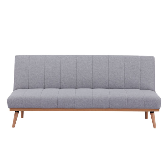 Monroe 3 Seater Sofa Futon Bed Fabric Lounge Couch - Grey - Cosy Abode