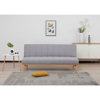 Monroe 3 Seater Sofa Futon Bed Fabric Lounge Couch - Grey - Cosy Abode