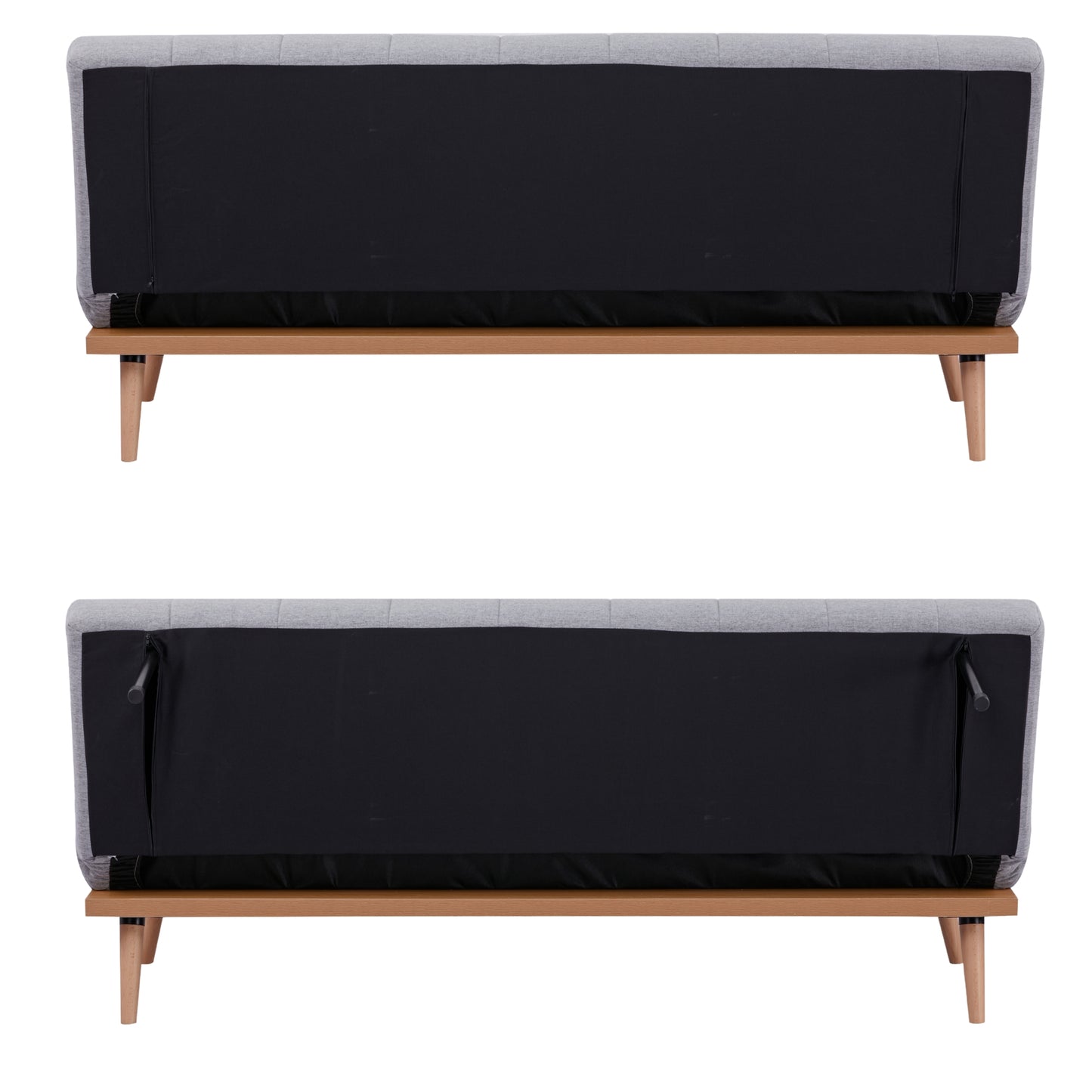 Monroe 3 Seater Sofa Futon Bed Fabric Lounge Couch - Grey - Cosy Abode