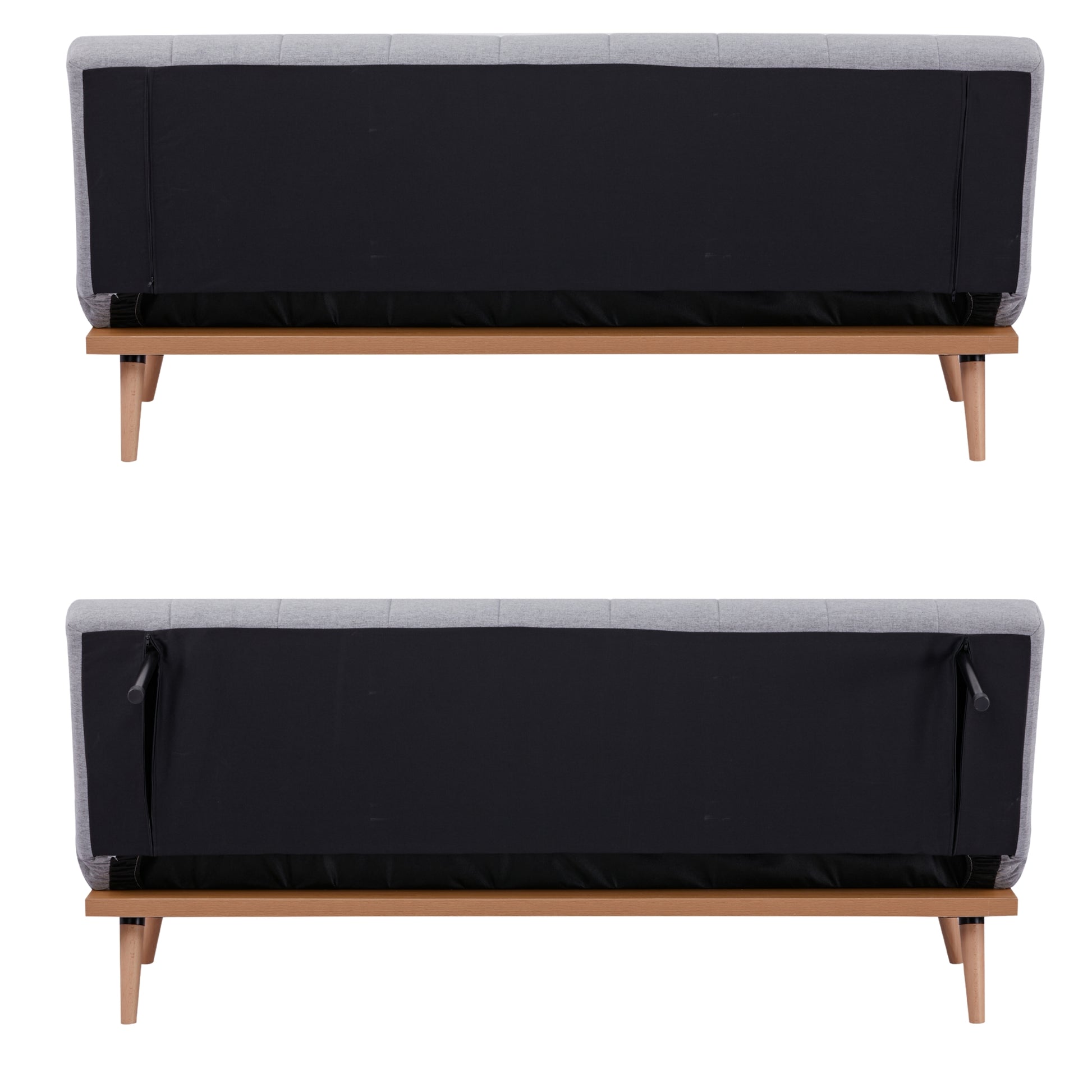 Monroe 3 Seater Sofa Futon Bed Fabric Lounge Couch - Grey - Cosy Abode