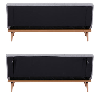 Monroe 3 Seater Sofa Futon Bed Fabric Lounge Couch - Grey - Cosy Abode
