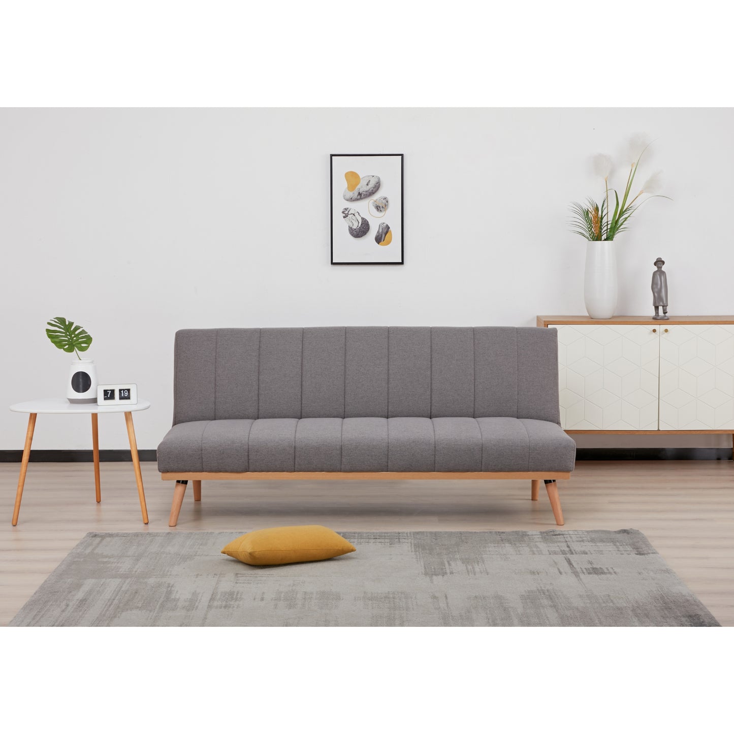 Monroe 3 Seater Sofa Futon Bed Fabric Lounge Couch - Graphite - Cosy Abode