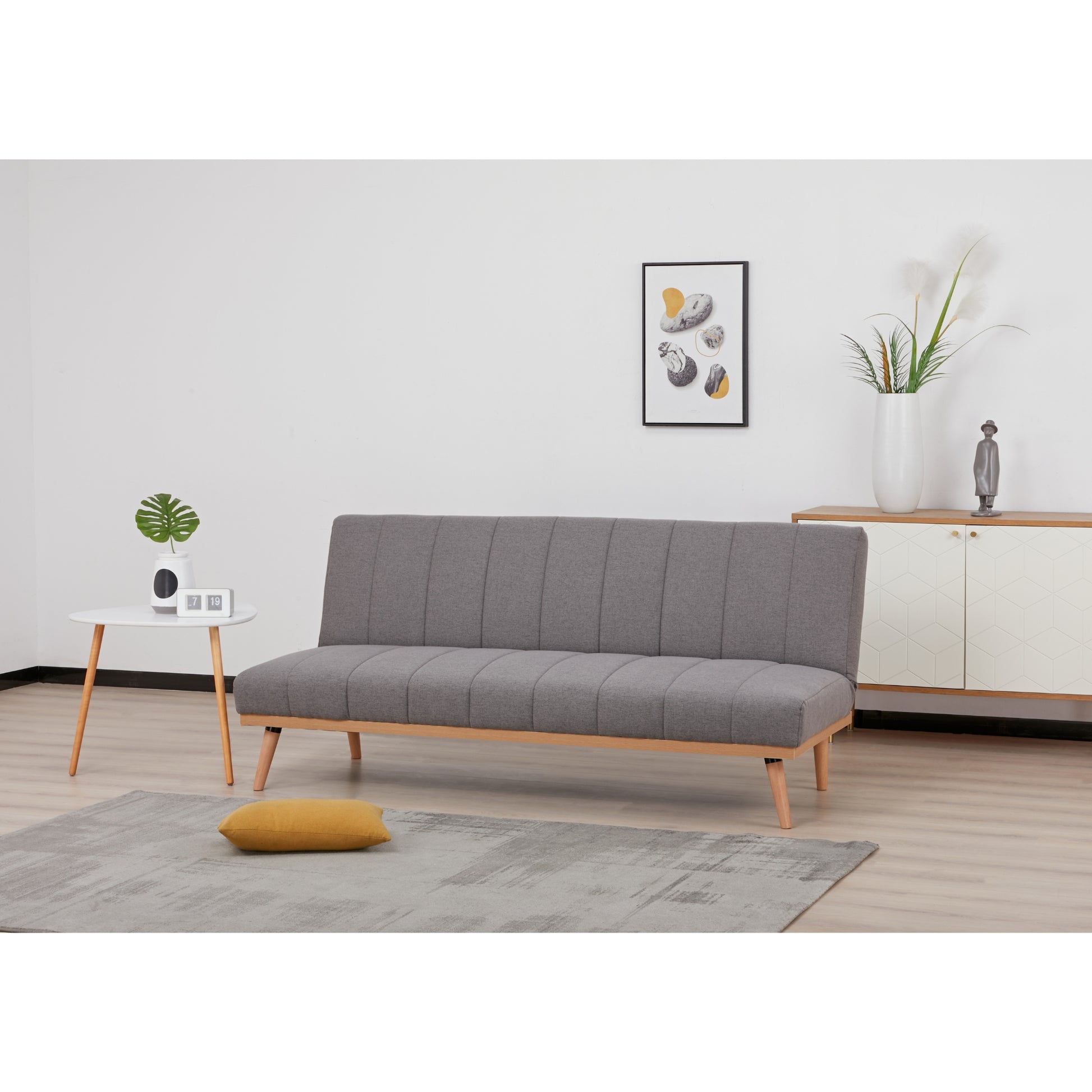 Monroe 3 Seater Sofa Futon Bed Fabric Lounge Couch - Graphite - Cosy Abode