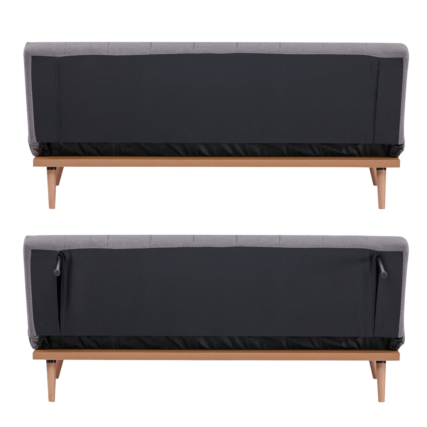 Monroe 3 Seater Sofa Futon Bed Fabric Lounge Couch - Graphite - Cosy Abode