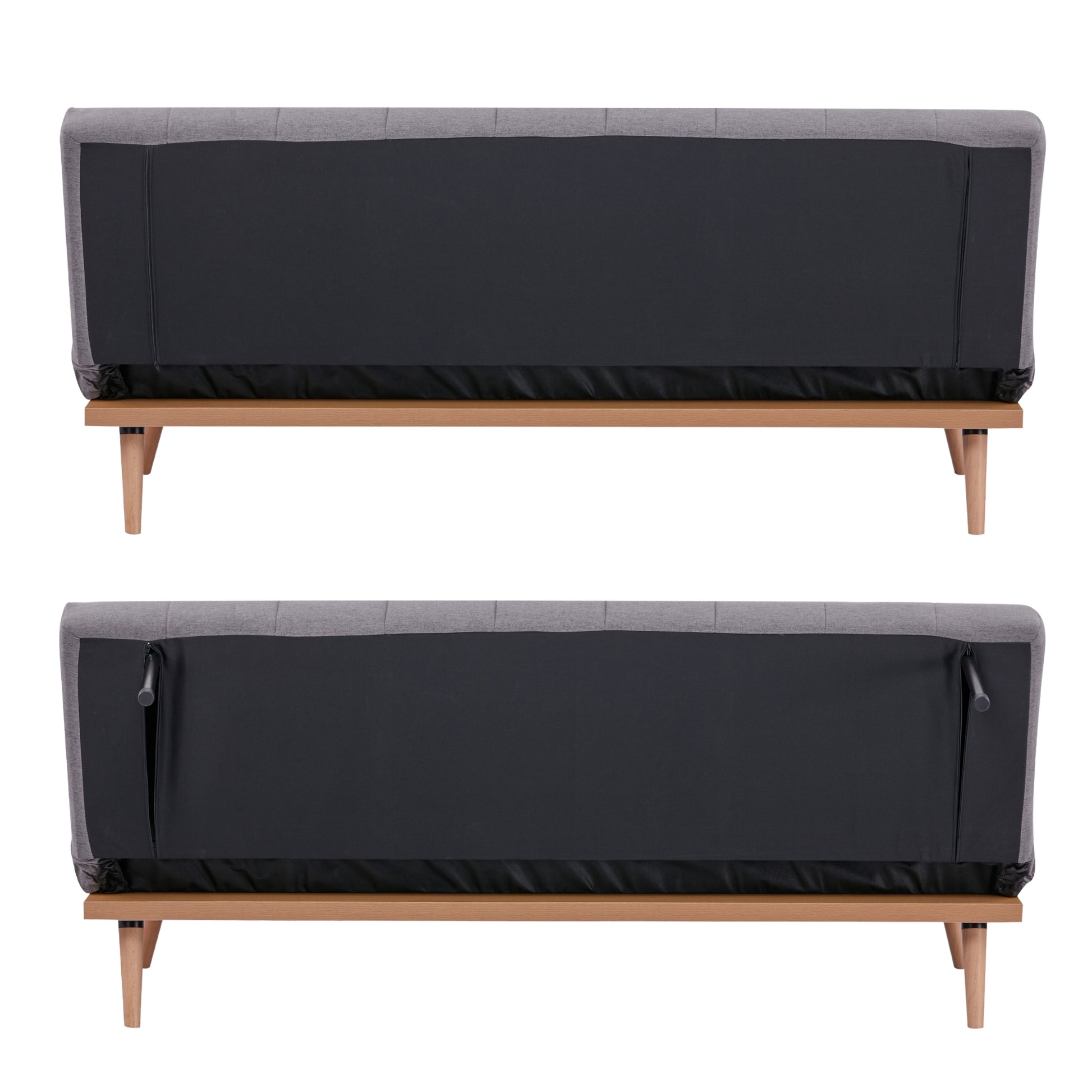 Monroe 3 Seater Sofa Futon Bed Fabric Lounge Couch - Graphite - Cosy Abode