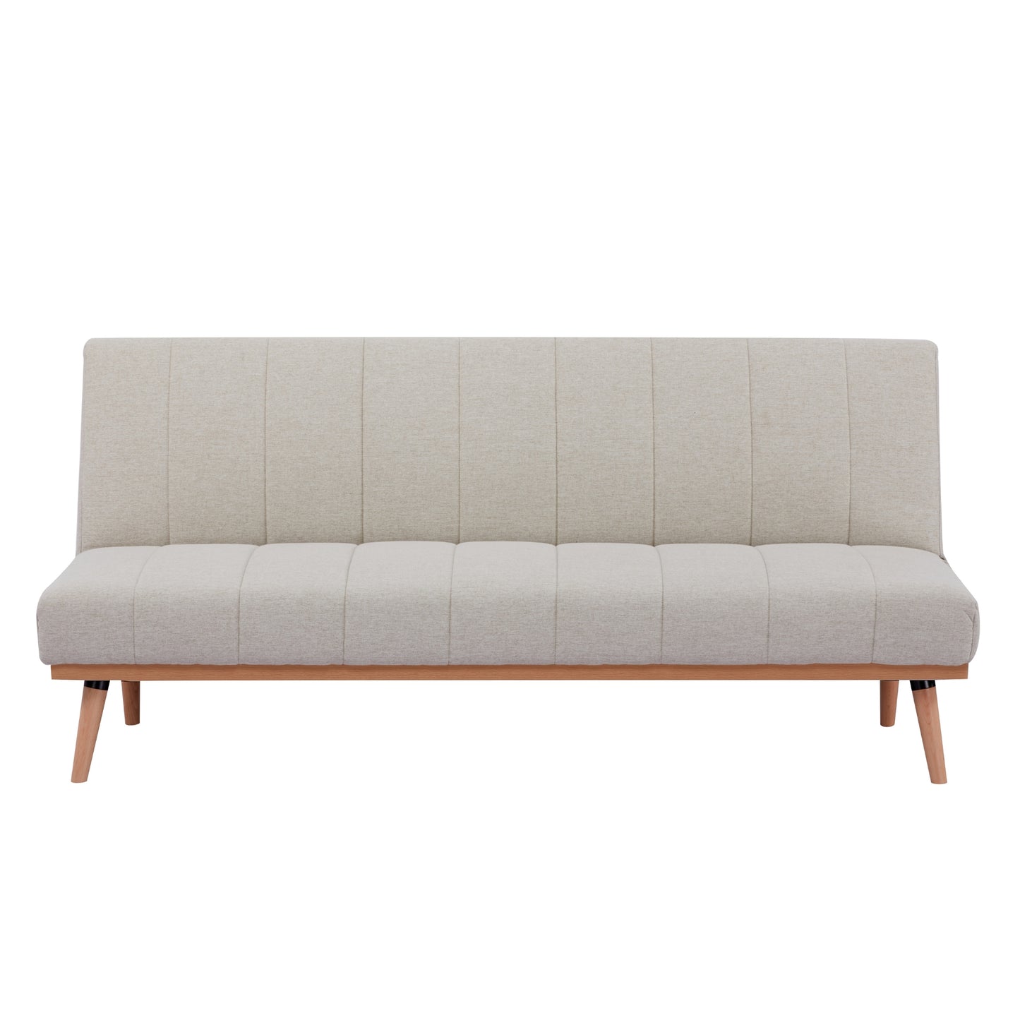 Monroe 3 Seater Sofa Futon Bed Fabric Lounge Couch - Beige - Cosy Abode