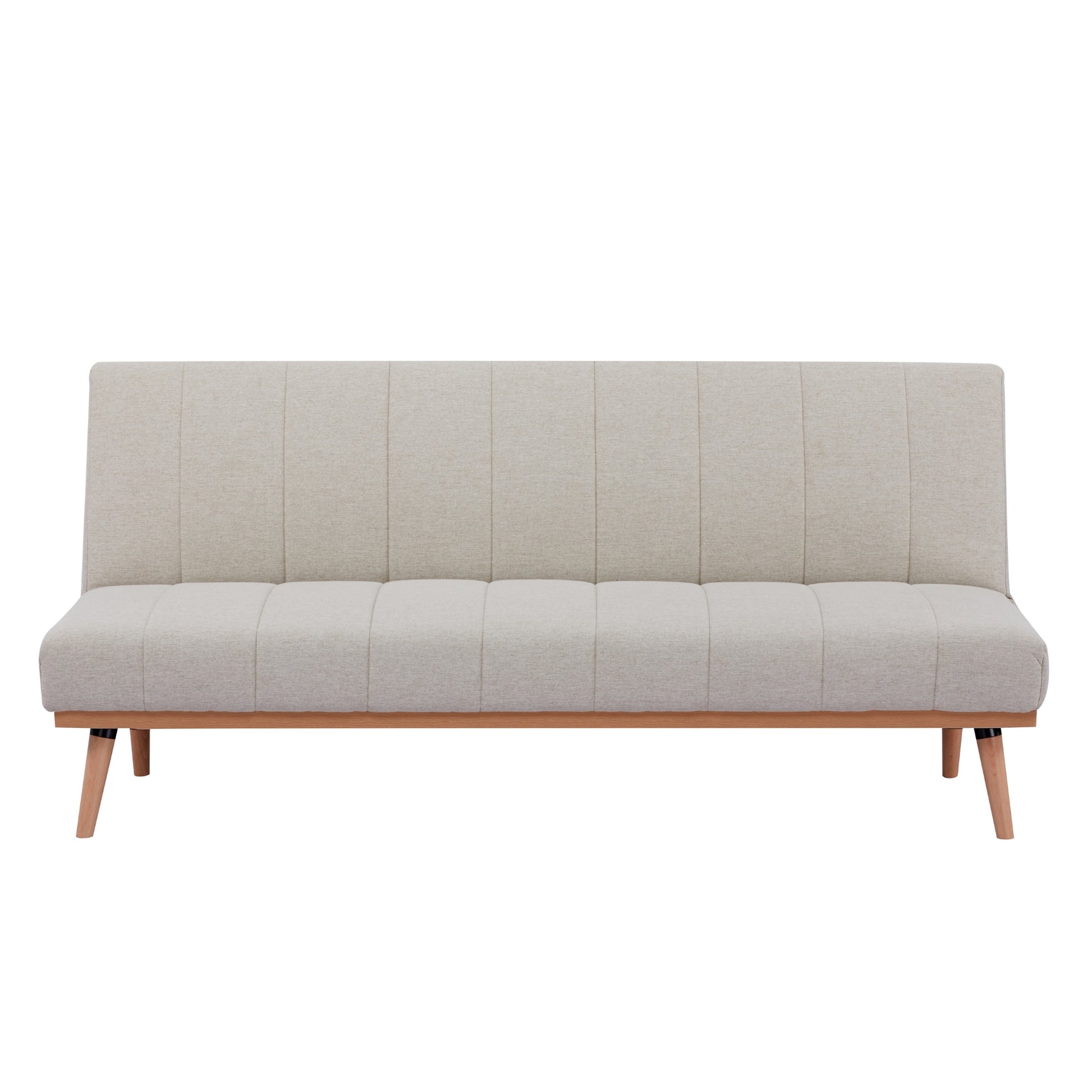 Monroe 3 Seater Sofa Futon Bed Fabric Lounge Couch - Beige - Cosy Abode