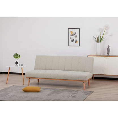 Monroe 3 Seater Sofa Futon Bed Fabric Lounge Couch - Beige - Cosy Abode