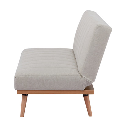 Monroe 3 Seater Sofa Futon Bed Fabric Lounge Couch - Beige - Cosy Abode