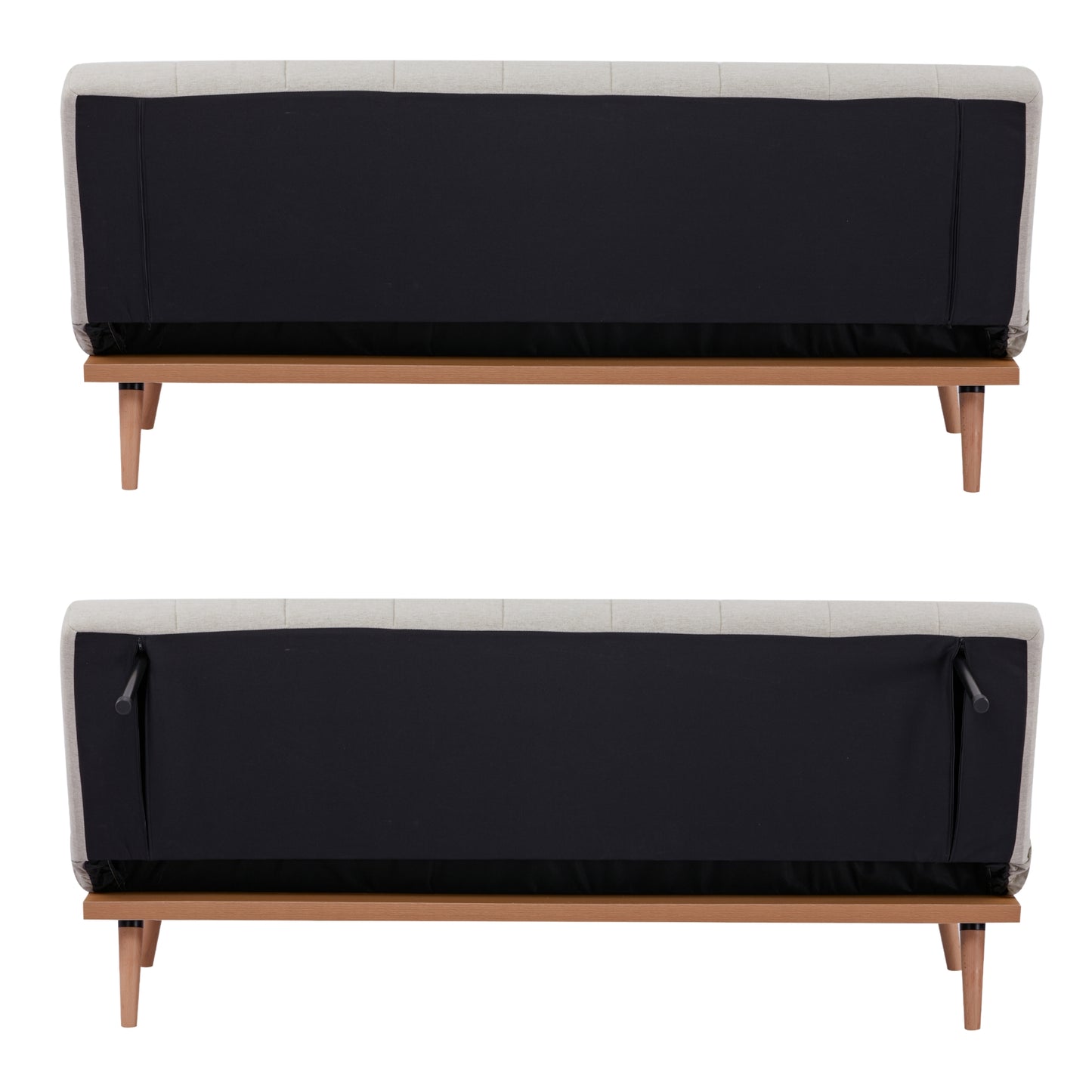 Monroe 3 Seater Sofa Futon Bed Fabric Lounge Couch - Beige - Cosy Abode
