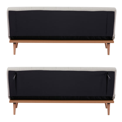 Monroe 3 Seater Sofa Futon Bed Fabric Lounge Couch - Beige - Cosy Abode