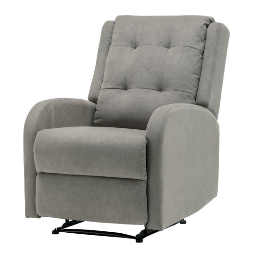 Flynn Recliner ArmChair Fabric Upholstered Sofa Lounge Accent Chair Light Grey - Cosy Abode