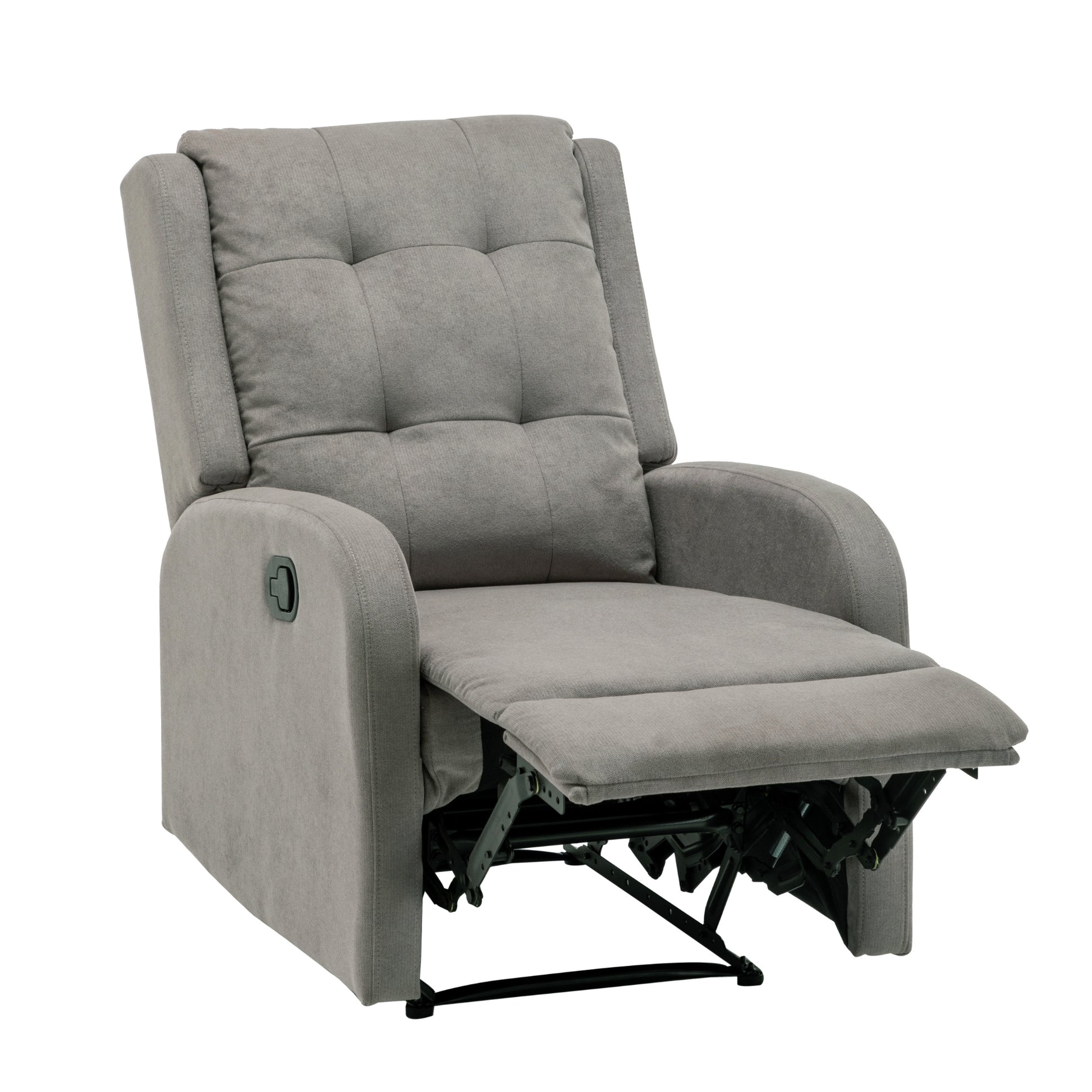 Flynn Recliner ArmChair Fabric Upholstered Sofa Lounge Accent Chair Light Grey - Cosy Abode