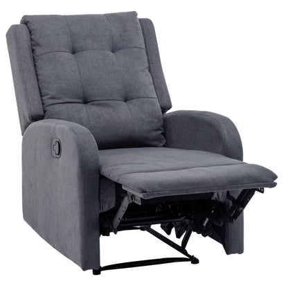 Flynn Recliner ArmChair Fabric Upholstered Sofa Lounge Accent Chair Grey - Cosy Abode