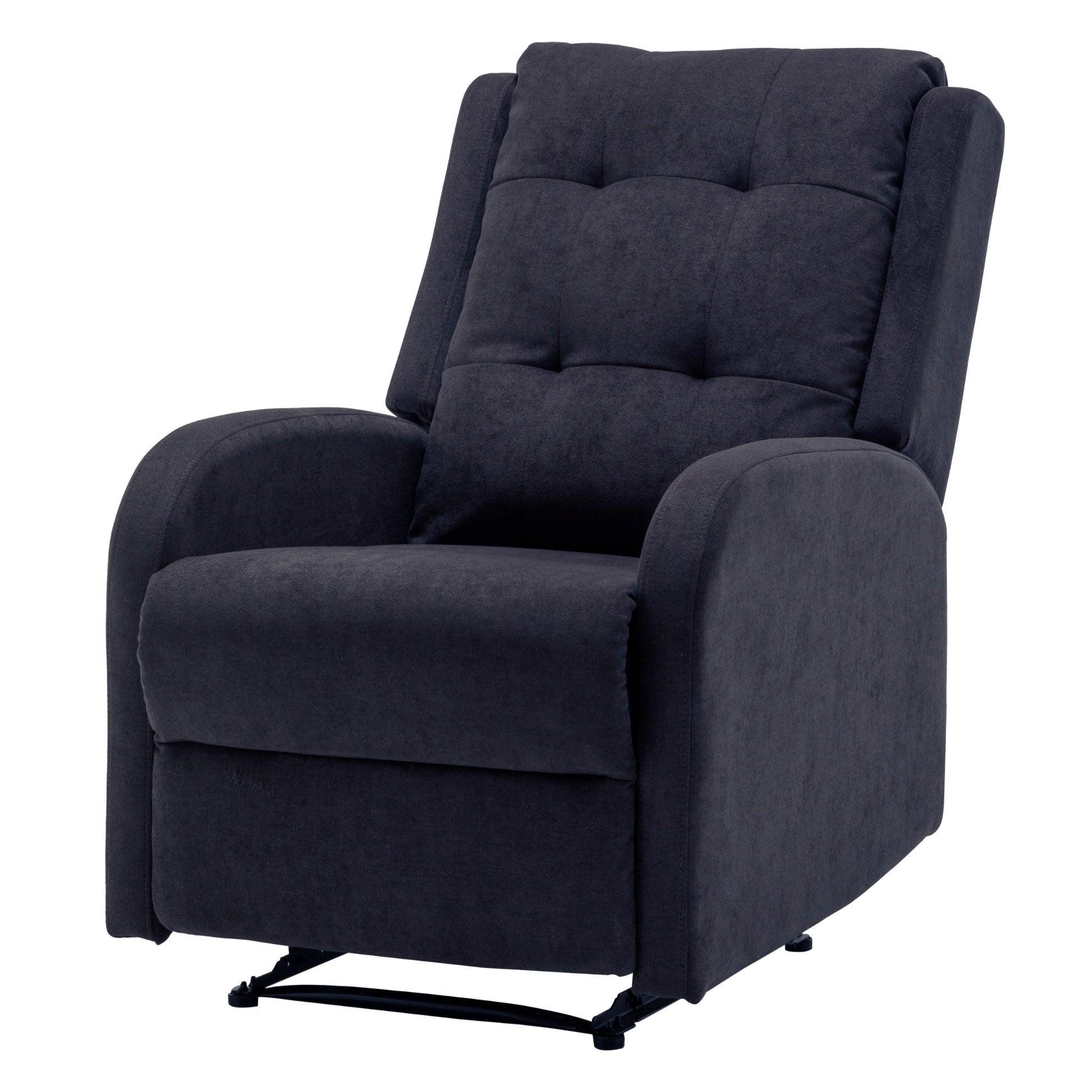 Flynn Recliner ArmChair Fabric Upholstered Sofa Lounge Accent Chair Dark Grey - Cosy Abode