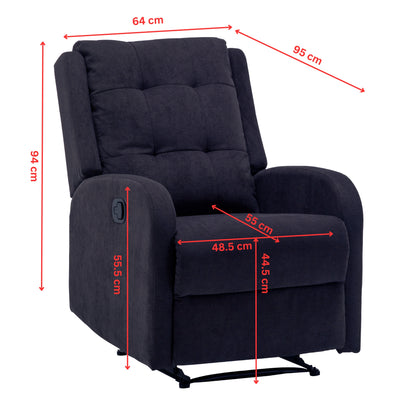 Flynn Recliner ArmChair Fabric Upholstered Sofa Lounge Accent Chair Dark Grey - Cosy Abode