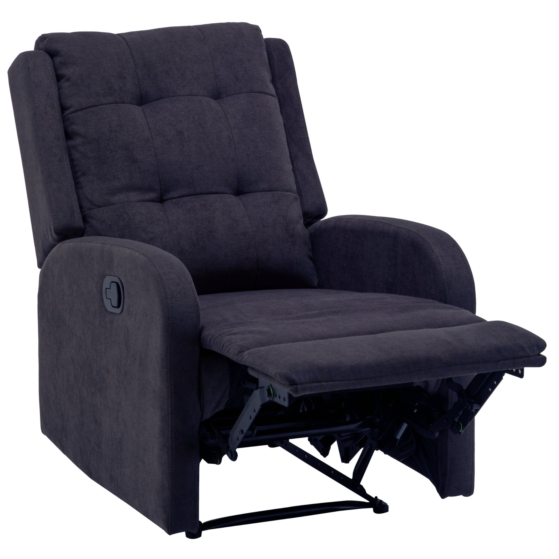 Flynn Recliner ArmChair Fabric Upholstered Sofa Lounge Accent Chair Dark Grey - Cosy Abode