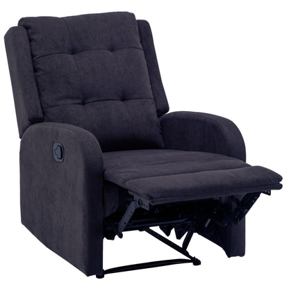 Flynn Recliner ArmChair Fabric Upholstered Sofa Lounge Accent Chair Dark Grey - Cosy Abode