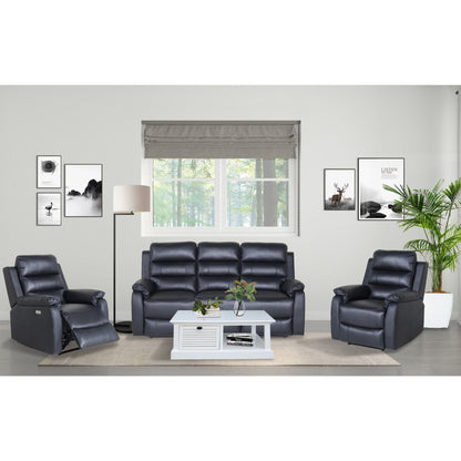Royal 3pc 5 Seater Leather Electric Recliner Home Theatre Sofa Lounge Set Black - Cosy Abode