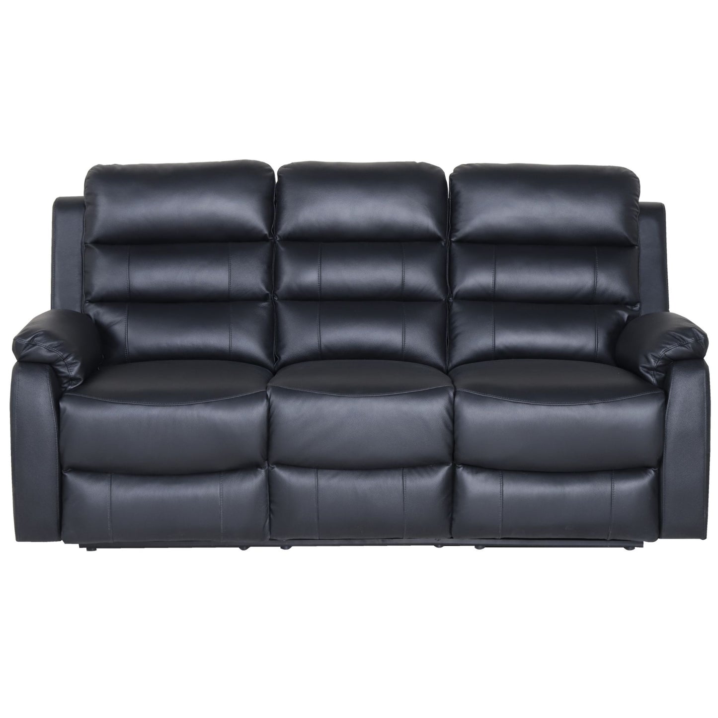 Royal 3pc 5 Seater Leather Electric Recliner Home Theatre Sofa Lounge Set Black - Cosy Abode