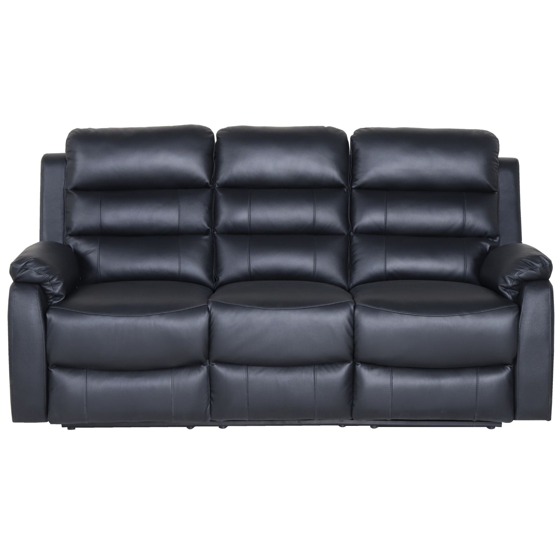 Royal 3pc 5 Seater Leather Electric Recliner Home Theatre Sofa Lounge Set Black - Cosy Abode