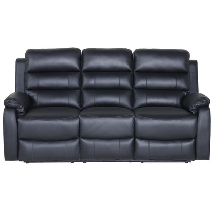 Royal 3pc 5 Seater Leather Electric Recliner Home Theatre Sofa Lounge Set Black - Cosy Abode