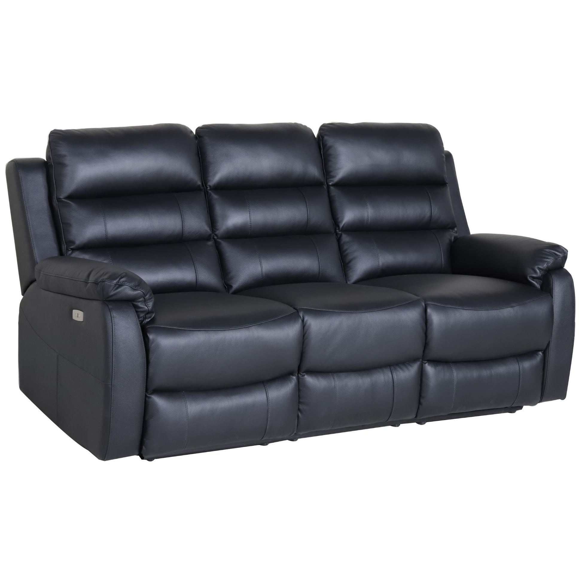 Royal 3pc 5 Seater Leather Electric Recliner Home Theatre Sofa Lounge Set Black - Cosy Abode