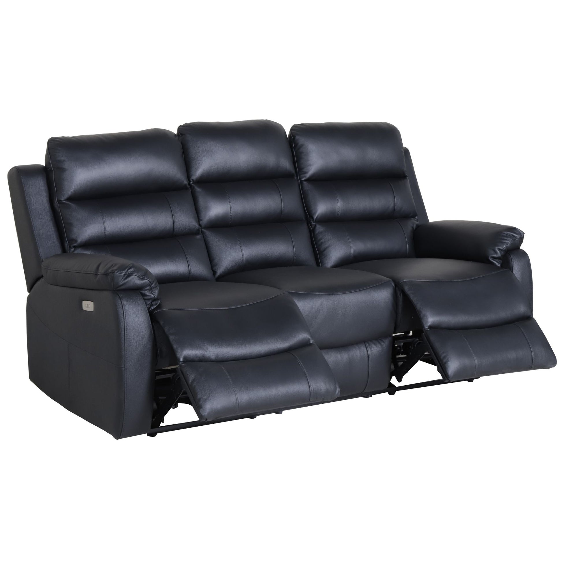 Royal 3pc 5 Seater Leather Electric Recliner Home Theatre Sofa Lounge Set Black - Cosy Abode