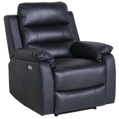 Royal 3pc 5 Seater Leather Electric Recliner Home Theatre Sofa Lounge Set Black - Cosy Abode