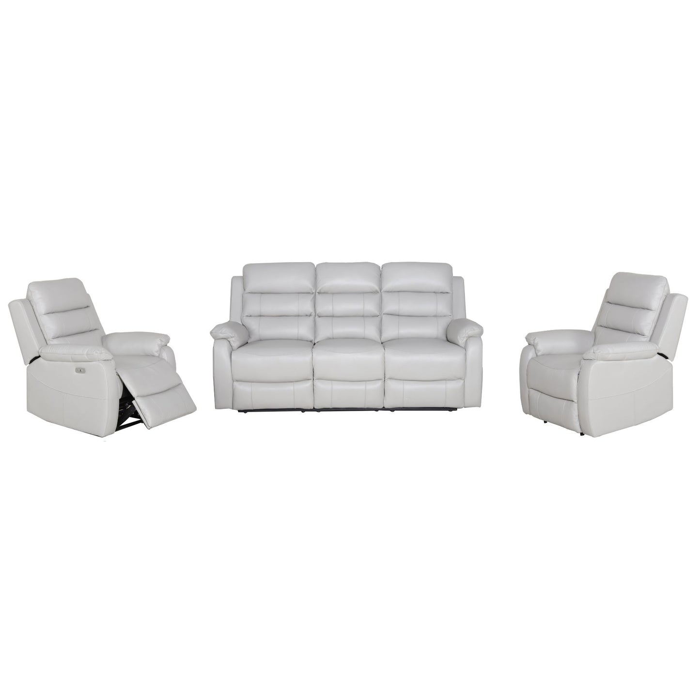 Royal 3pc 5 Seater Leather Electric Recliner Home Theatre Sofa Lounge Set Grey - Cosy Abode