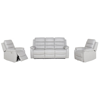 Royal 3pc 5 Seater Leather Electric Recliner Home Theatre Sofa Lounge Set Grey - Cosy Abode