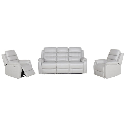 Royal 3pc 5 Seater Leather Electric Recliner Home Theatre Sofa Lounge Set Grey - Cosy Abode