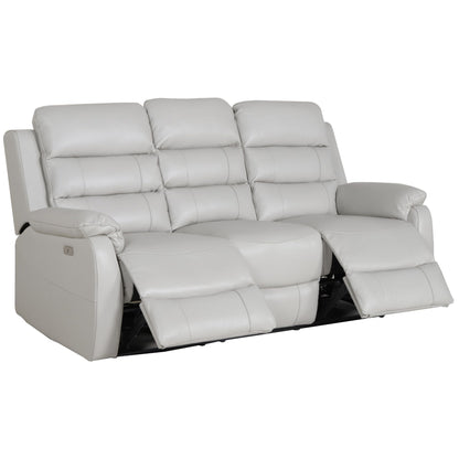 Royal 3pc 5 Seater Leather Electric Recliner Home Theatre Sofa Lounge Set Grey - Cosy Abode